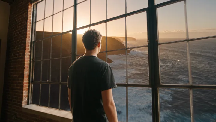 Scene 01 · cliffs, a frame from our launch film